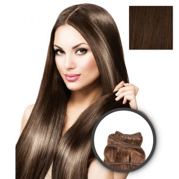 Elegance Hair Extensions - Extensiones en cortina Lisa 55cm 100 gr - Nº4 Castaño Oscuro
