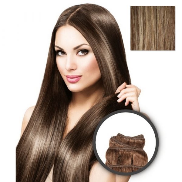 Elegance Hair Extensions - Extensiones en cortina Lisa 50cm 100 gr - Nº4/613 Castaño Oscuro y Rubio Claro