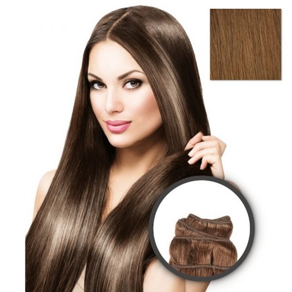 Elegance Hair Extensions - Extensiones en cortina Lisa 55cm 100 gr - Nº8 Castaño Dorado