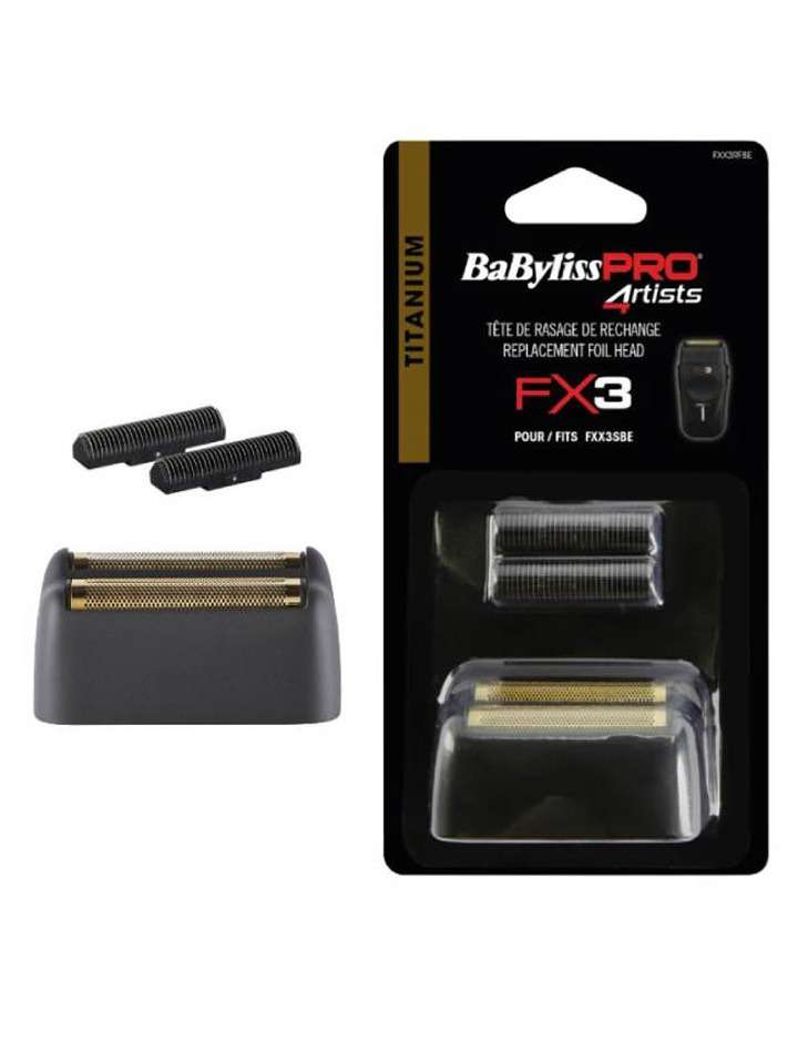 Babyliss Pro - FX3 Recambio Afeitadora 2 Cabezales Titanium + Cuchilla Afeitadora - Imagen 2