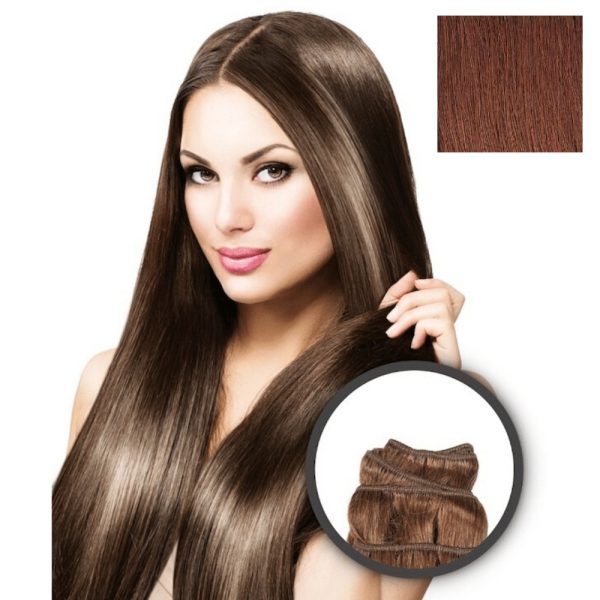 Elegance Hair Extensions - Extensiones en cortina Lisa 55cm 100 gr - Nº33 Castaño oscuro caoba