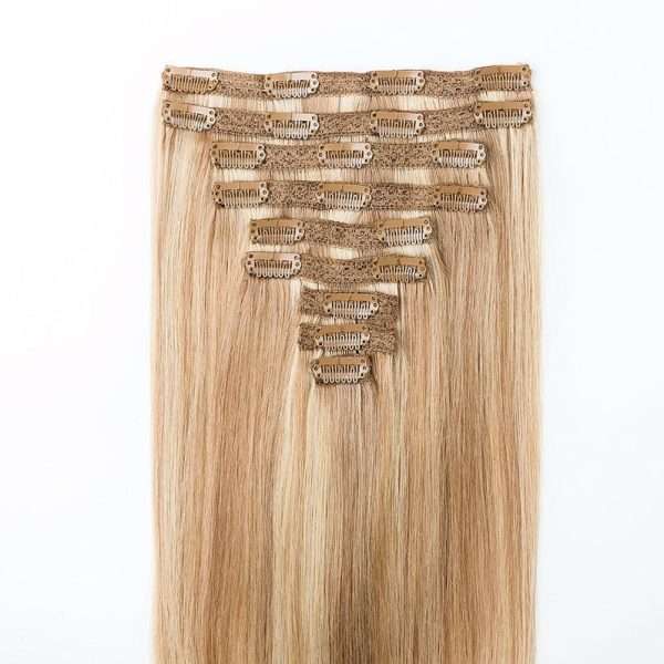Coquette - Hair clip extension nº 22/9 Mechada rubio clarisimo caramelo - 140x50cm - 110gramos 6 pieza