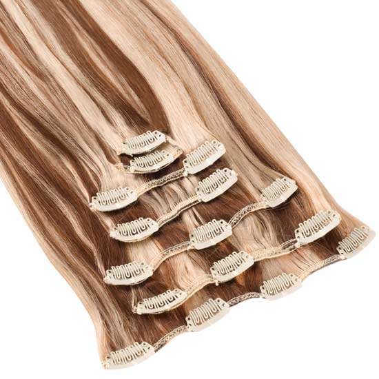 Coquette - Hair clip extension nº 7/9 mechada avellana rubio medio rubio clarisimo - 140x50cm - 110gramos 6 pieza