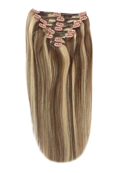 Coquette - Hair clip extension nº 4/25 mechada castaño rubio platino - 140x50cm - 110gramos 6 piezas